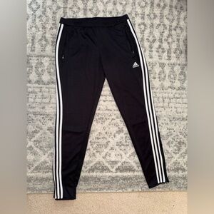 Adidas Kids Black Joggers with White Stripes